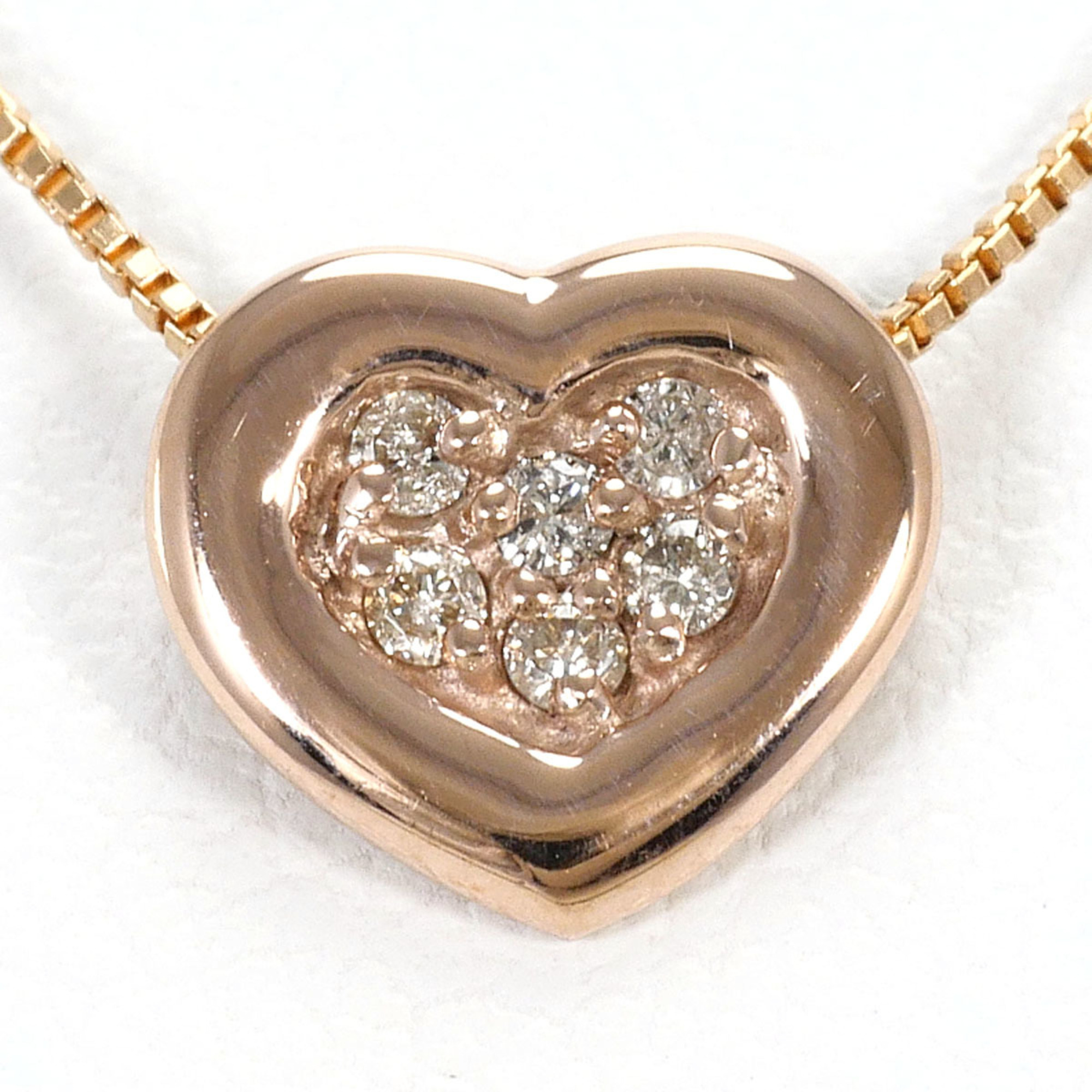K10 10k Pg Pink Gold Necklace With 0.05ct Diamond, Total Weight 1.1g, 40cm, L...
